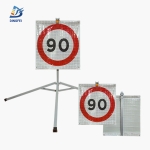 Roll Up Folding Sign - 90KM Speed Limit Reflective Tripod Folding Warning Sign